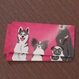 4x2 Inch Horizontal Rectangle Stickers Photo is of a rectangle sticker with 4 illustrated dogs making cute faces.