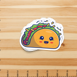 3x4 Inch Die Cut Sticker Picture of a cute taco with a smiley face on the shell