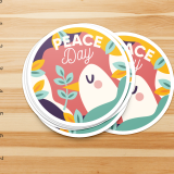 4.5 Inch Round Stickers custom printed Peace Day Stickers with dove