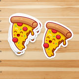 4 Inch Die Cut Stickers - two die cut stickers of kawaii pizza