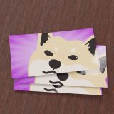 6x3 Inch Horizontal Rectangle Stickers This photo shows a purple background with a dog in the right corner