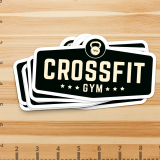 6x3 Inch Die Cut Sticker Sticker is the logo for a Crossfit Gym with stars and a weight