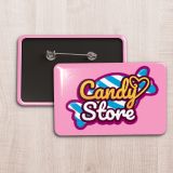 Custom Oblong Pinback Button oblong button featuring a Candy Store graphic