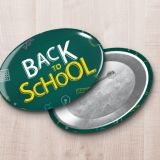 Green Custom Oval Buttons With Back to School Logo