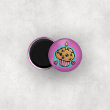 Cute one in round button magnet with a cupcake on it.