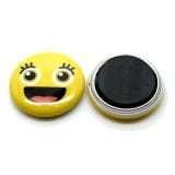 Yellow emoji custom 1" round button magnet, smiling